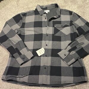 Nordstrom Abound Black Gray Plaid Men's Shirt black grey Buffalo check NWT large